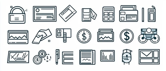 Icons representing various business concepts.