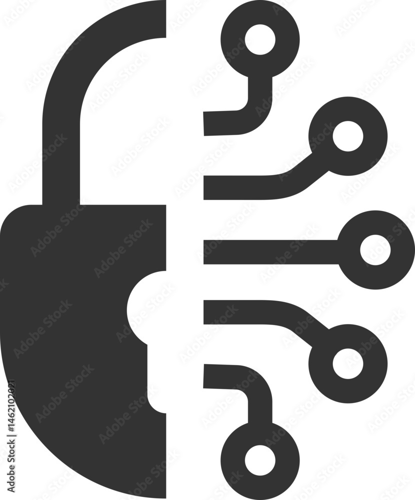 Aufkleber minimalist vector icon of a padlock merged with a circuit board. represents digital security, encryp