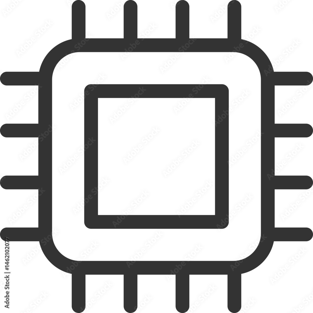 Poster Clean vector icon of a microchip, representing technology, data processing, and innovation. Ideal for websites, presentations, and app design related to computers.