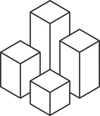 Geometric cubes arranged in an ascending order symbolize growth, progress, and development.  Perfect for illustrating business success, data visualization, or architectural concepts.