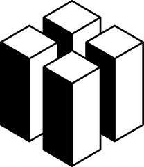 Stylish isometric illustration of four interconnected cubes.  Perfect for concepts of unity, teamwork, growth, technology, or architecture.