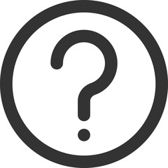 Simple question mark icon inside a circle. Concept for uncertainty, inquiry, or help. Suitable for website elements, infographics, or presentations. Clean, modern design.