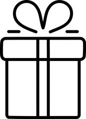 Clean, minimalist line art icon of a gift box with a bow. Perfect for websites, apps, and presentations needing a simple yet elegant gift symbol.