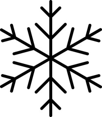 Simple yet elegant black line art snowflake icon. Perfect for winterthemed designs, holiday projects, weather apps, or as a minimalist graphic element.  Highresolution vector for versatile use.