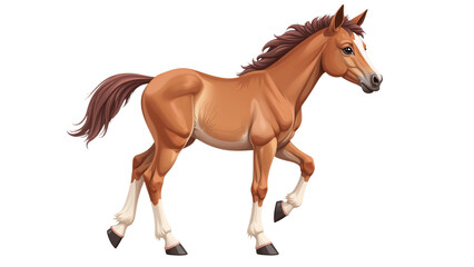 Detailed Horse Foal Clipart, isolated on a white background.