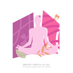 Minimal Yoga Day Vector for Social Media
