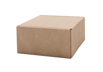 Brown cardboard box, transparent background
