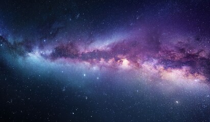 Fototapeta premium Vast expanse of the Milky Way galaxy, swirling clouds of cosmic dust and gas, scattered stars across the night sky