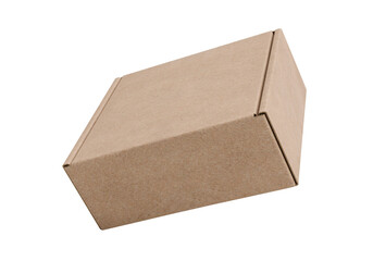 Brown cardboard box, transparent background