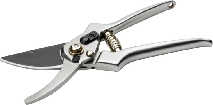 High Quality Metal Bypass Pruning Shears for Gardening Close up Studio Shot