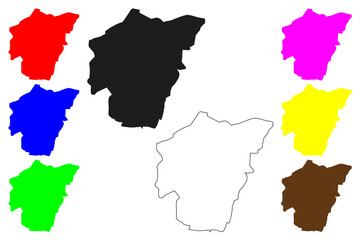 Purnia city (Republic of India, State of Bihar) map vector illustration, scribble sketch Purnea map