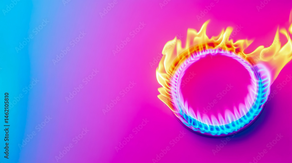 Poster abstract fiery portal: a conceptual light source with dynamic flames, ideal for technology, science,