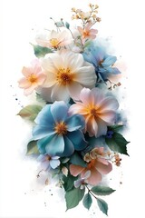 Fototapeta premium A bunch of flowers on a white background