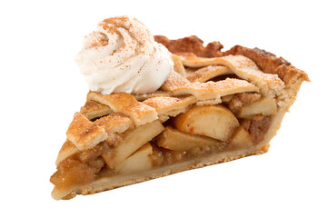 Piece of tasty apple pie on Transparent background