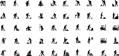 Construction Labor Vector Set &ndash; Worker Illustrations with Tools, Helmets, and Safety Gear