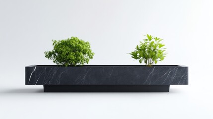 Modern rectangular planter with greenery