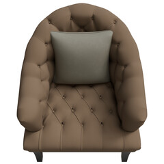 Elegant, button-tufted armchair with a light-gray accent pillow