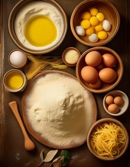 Pasta-Zutaten nebeneinander