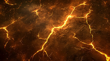 Fiery Cosmic Landscape With Glowing Veins