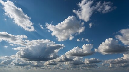Dramatic Cumulus Cloudscape Blue Sky White Clouds Sunbeams Scenic Nature Photography