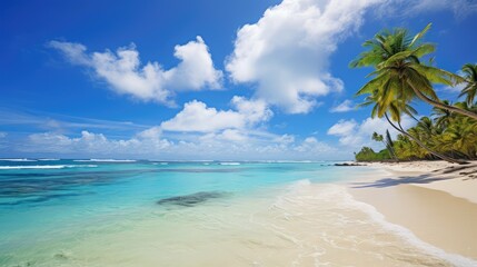 Fototapeta premium ocean blue sky with white clouds