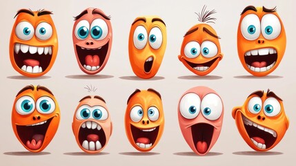 Collection of expressive cartoon faces
