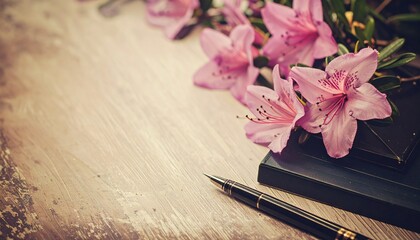 Fototapeta premium Abstract border frame of flowers painting with spring flowers azaleas background graphic resource