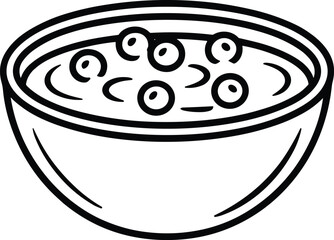 Cranberry Sauce Bowl Line Art Vector – Minimal Thanksgiving Food Illustration