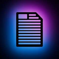Text File icon with Blue and Purple Neon Light on Dark Background.