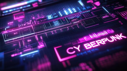 Obraz premium Futuristic digital interface with neon elements displayed