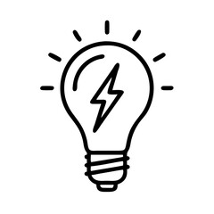 Fototapeta premium Light bulb with lightning bolt design symbolizing creativity and inspiration in a minimalist style