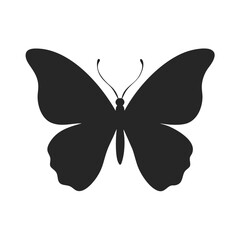 Fototapeta premium Elegant black butterfly silhouette against a plain background captures the beauty of nature