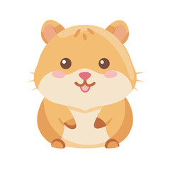 Fototapeta premium Cute cartoon hamster sitting playfully with a happy expression in a minimalist design