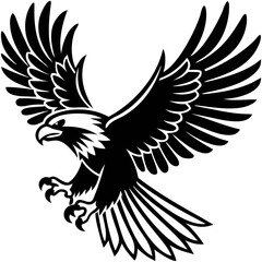 Obraz premium Majestic eagle in flight showcasing powerful wings and sharp claws against a plain background