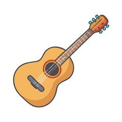 Naklejka premium Colorful acoustic guitar design featuring warm tones and clear contours ideal for music lovers and artists