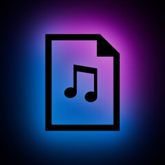 Audio File icon with Blue and Purple Neon Light on Dark Background.