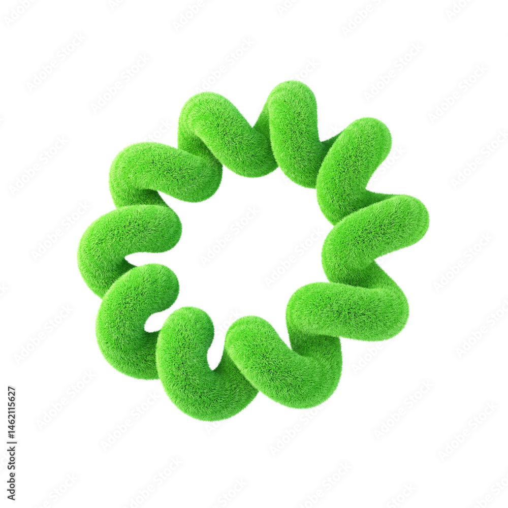 Canvas Prints green abstract fluffy shape. 3d design element isolated on white background.