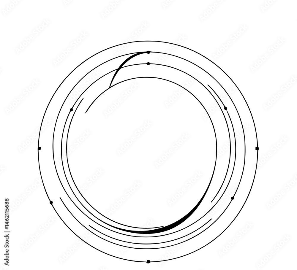 Poster abstract orbital rings: an artistic rendering of interconnected orbital rings gracefully navigating 