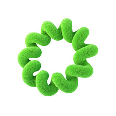 Green abstract fluffy shape. 3d design element isolated on white background.