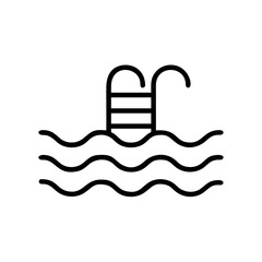 Swimming pool ladder and water waves design representing leisure time at a pool in a summer setting