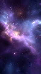 Naklejka premium A breathtaking cosmic landscape featuring vibrant nebulae with swirling clouds of gas and dust illuminated by distant stars in the vast expanse of space