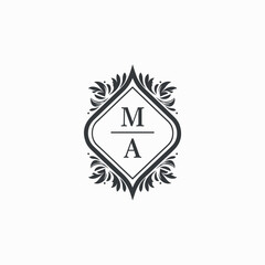MA Initials Wedding Logo Vector Art  Icons  and Graphics