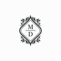 MD Initials Wedding Logo Vector Art  Icons  and Graphics
