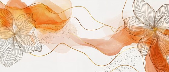 Elegant floral design with flowing orange hues.