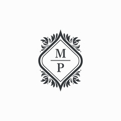 Fototapeta premium MP Initials Wedding Logo Vector Art Icons and Graphics