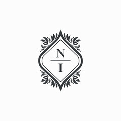 NI Initials Wedding Logo Vector Art  Icons  and Graphics