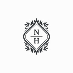 NH Initials Wedding Logo Vector Art  Icons  and Graphics