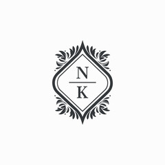 NK Initials Wedding Logo Vector Art  Icons  and Graphics