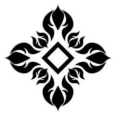 Asian style mandala design with damask motifs as a composition of silhouettes and tribal elements.