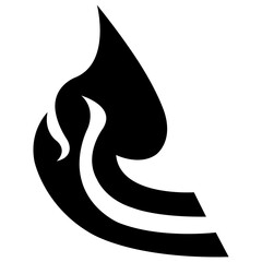 Black silhouette vector of design with crescent moon symbol.